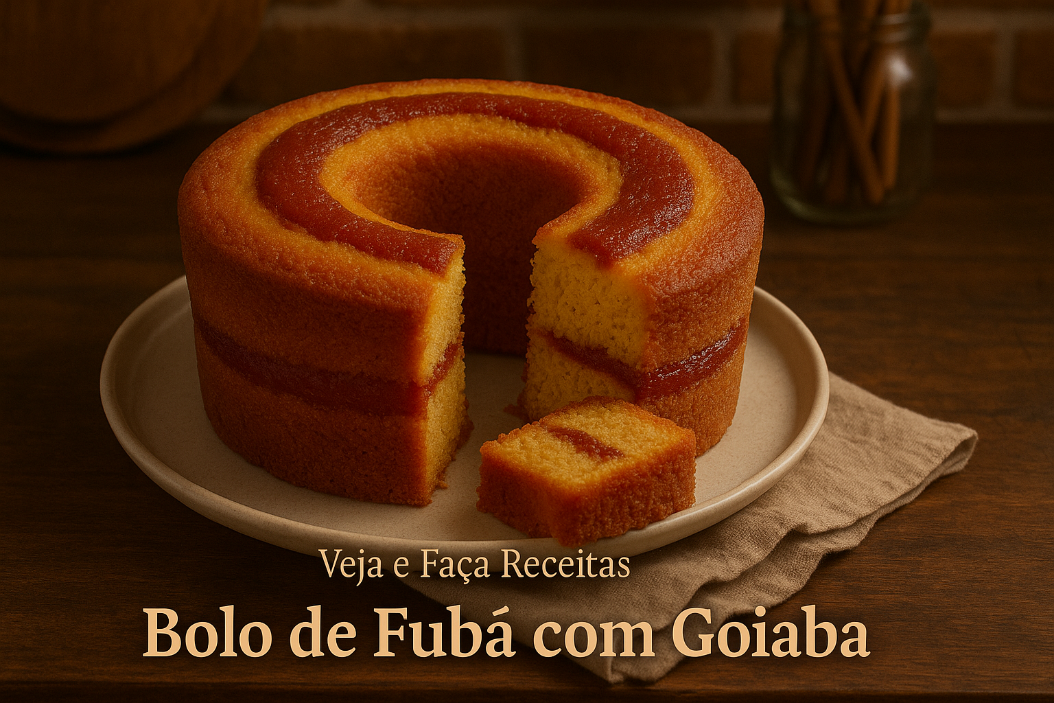 Bolo de Fubá com Goiaba