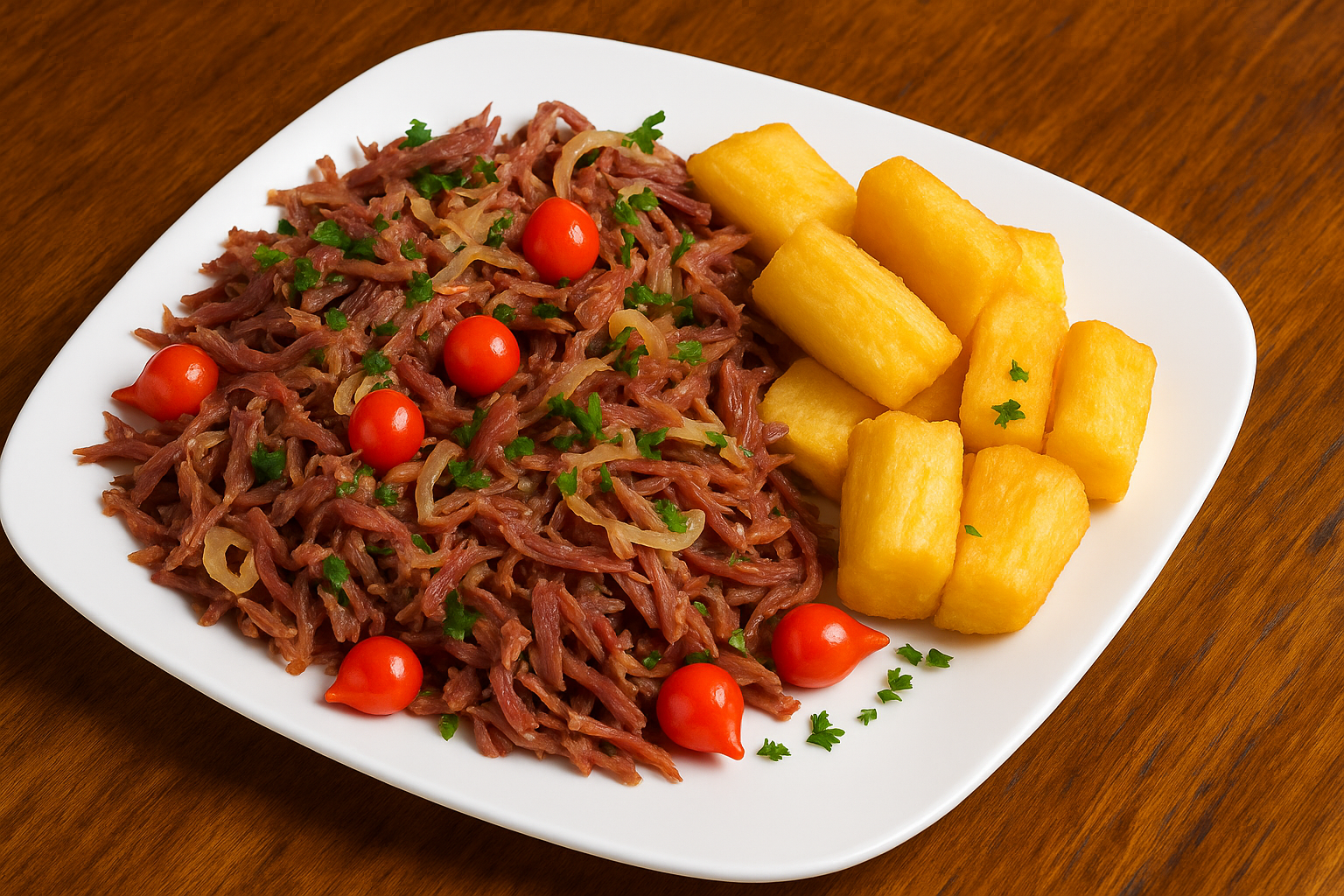 Nhoque de Mandioca com Carne-Seca